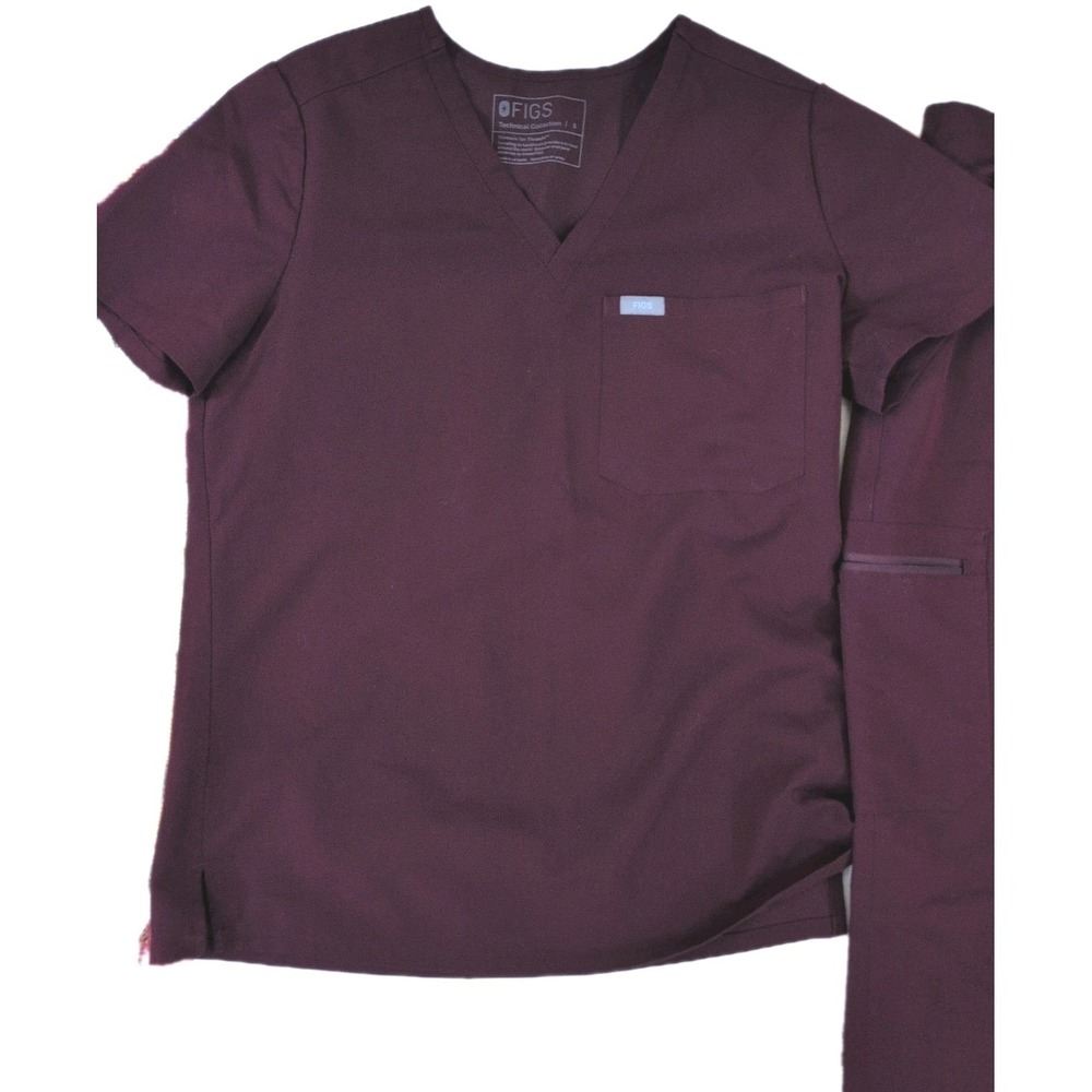 FIGS Women's Burgundy Small Top & Medium Pants Set - Technical Collection - Picture 2 of 5